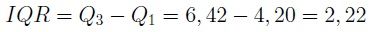 Formula para calcular el rango intercuartílico